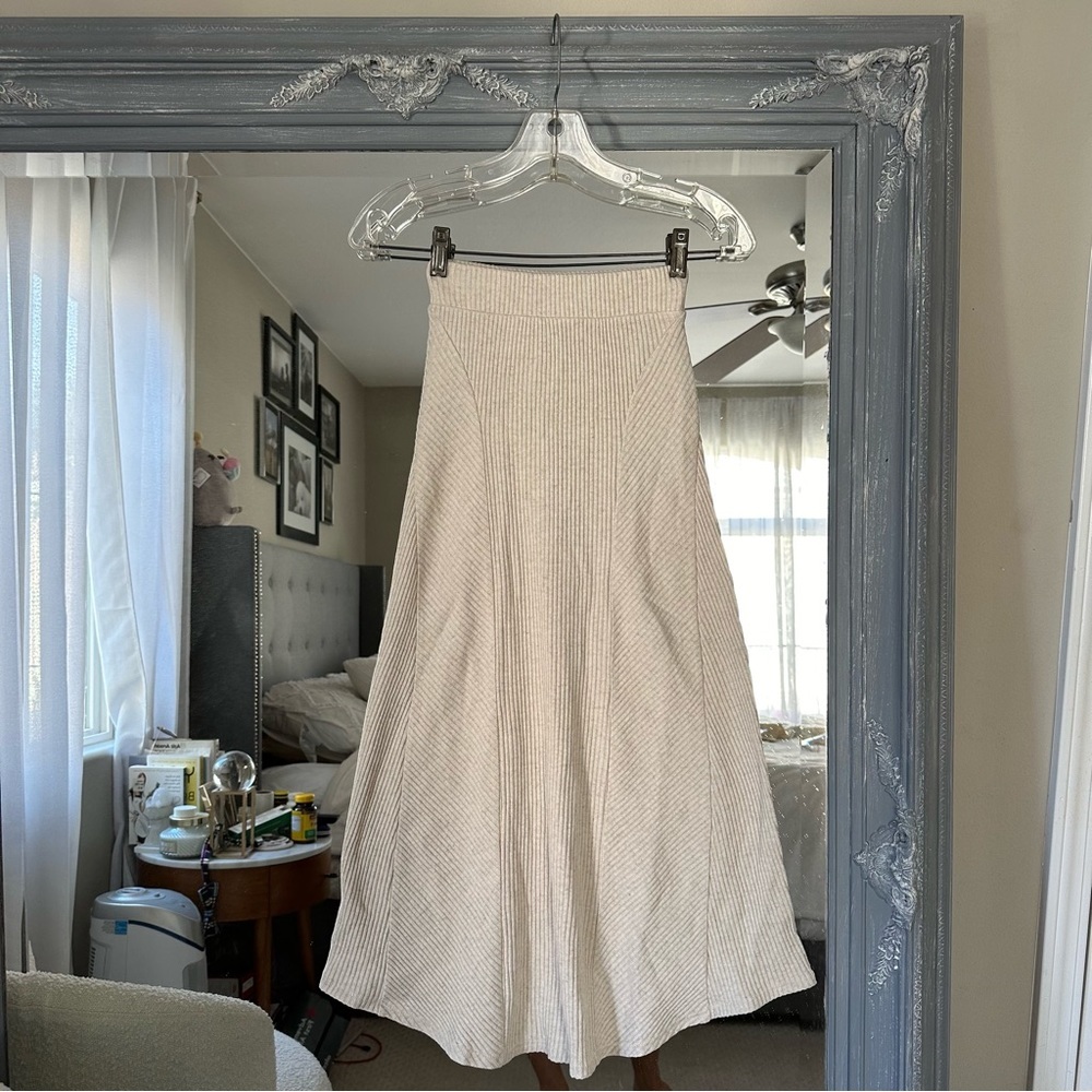 NWT RAG & BONE echo rib midi skirt in ivory XXS - Picture 6 of 9